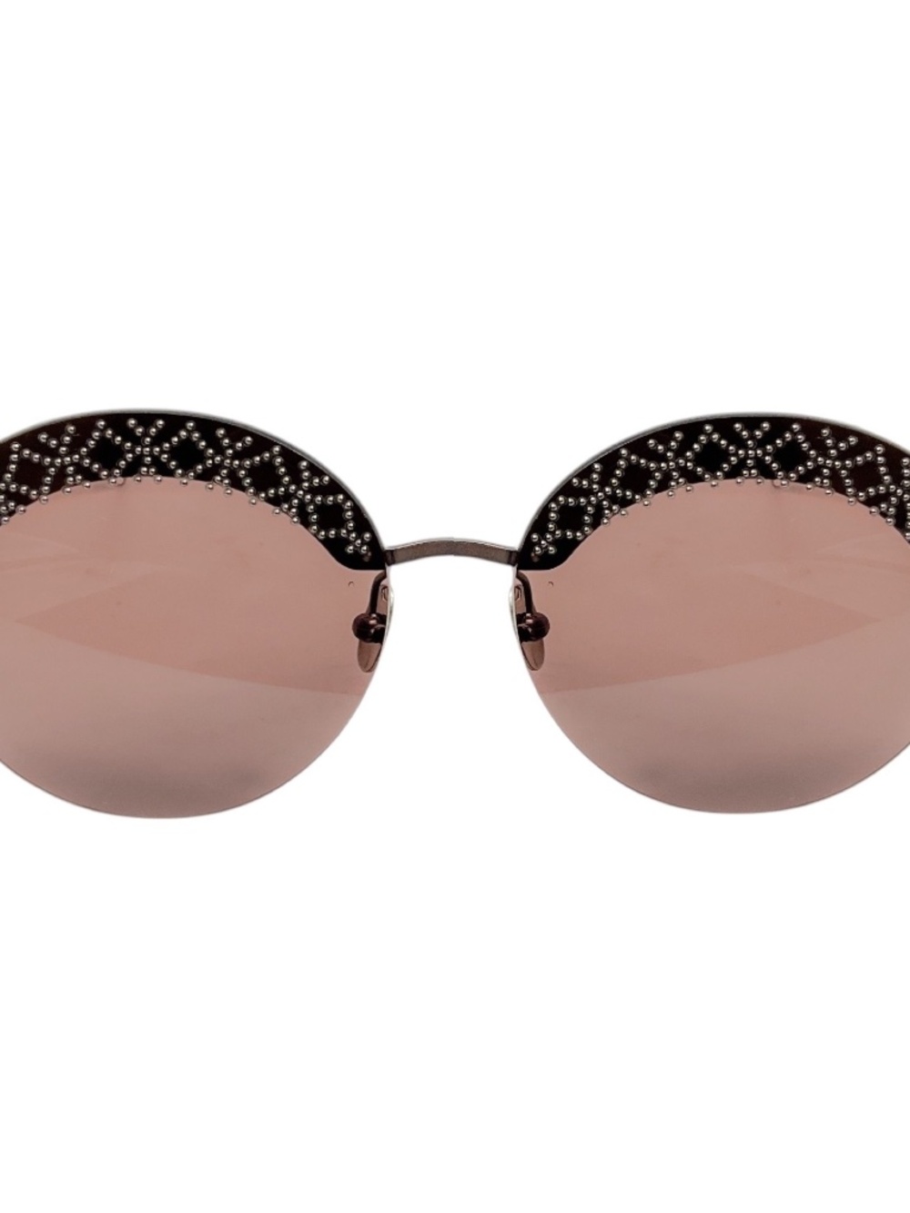 ALAIA BROWN / RUTHENIUM RIMLESS ROUND SUNGLASSES